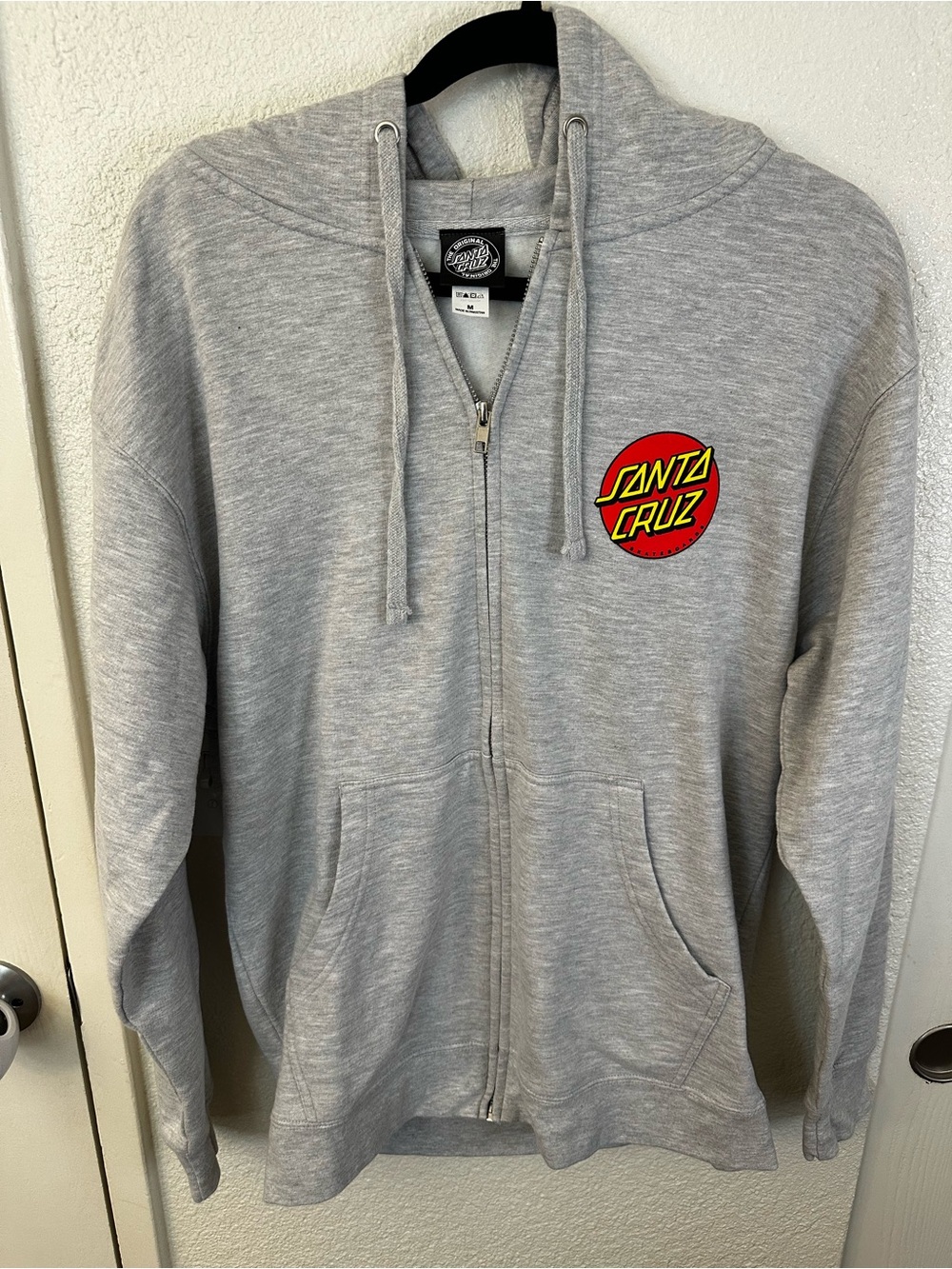Santa Cruz Skateboards Gray Zip Hoodie with Red & Yellow Logo